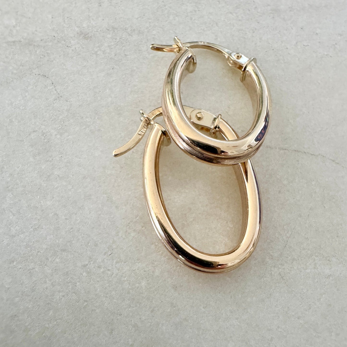9ct gold Italian oval hoops - Great for your ear stack