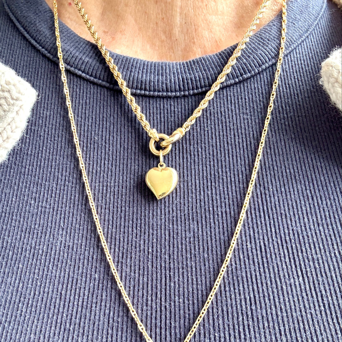 Vintage 9ct Unoaerre rope and heart necklace - just so special