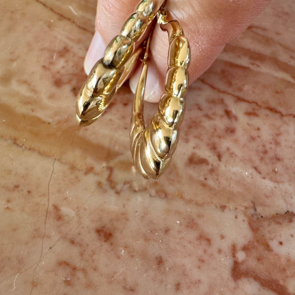 Vintage 9ct croissant style hoops with a full set of British hallmarks