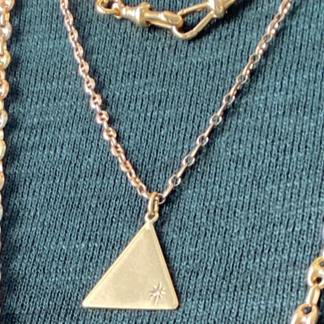 Vintage 9ct triangle pendant with diamond feature - RARE