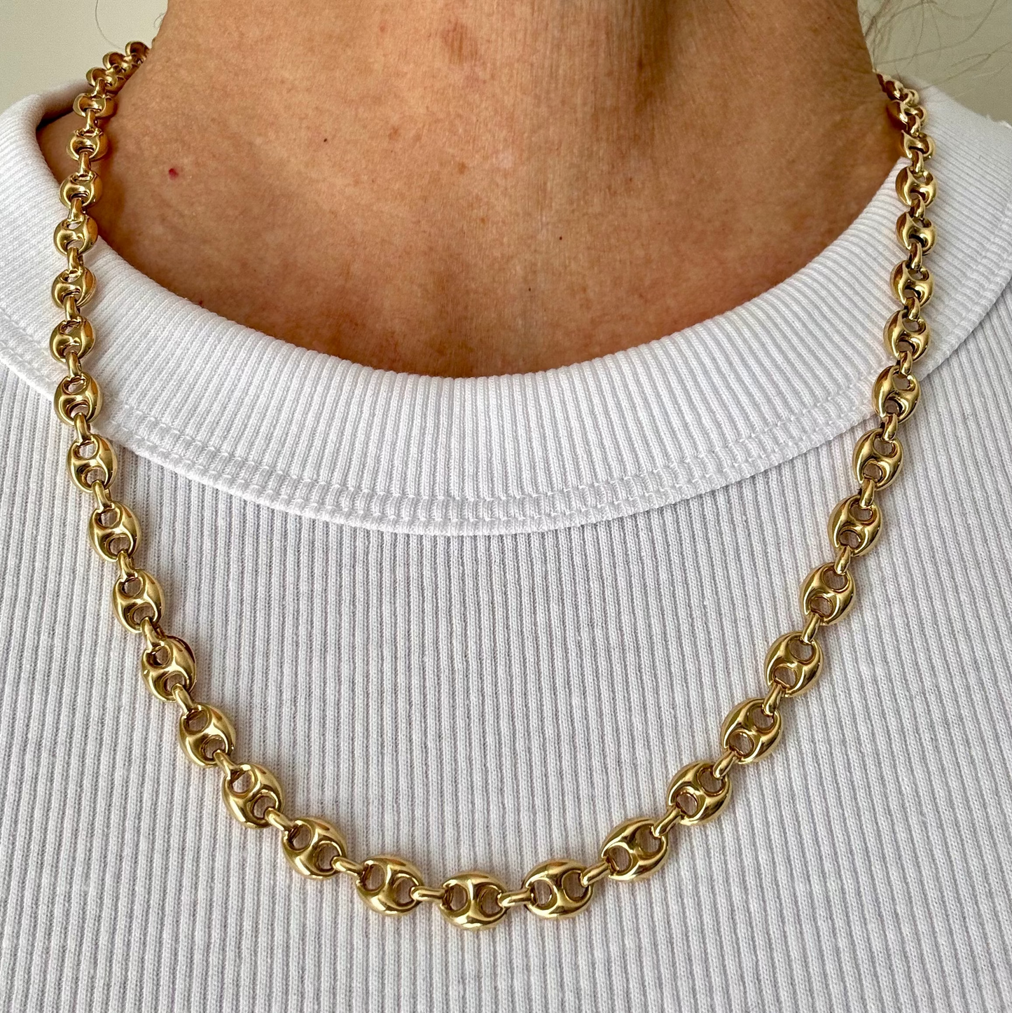 Vintage 18ct semi hollow puffy mariner link chain - RARE!