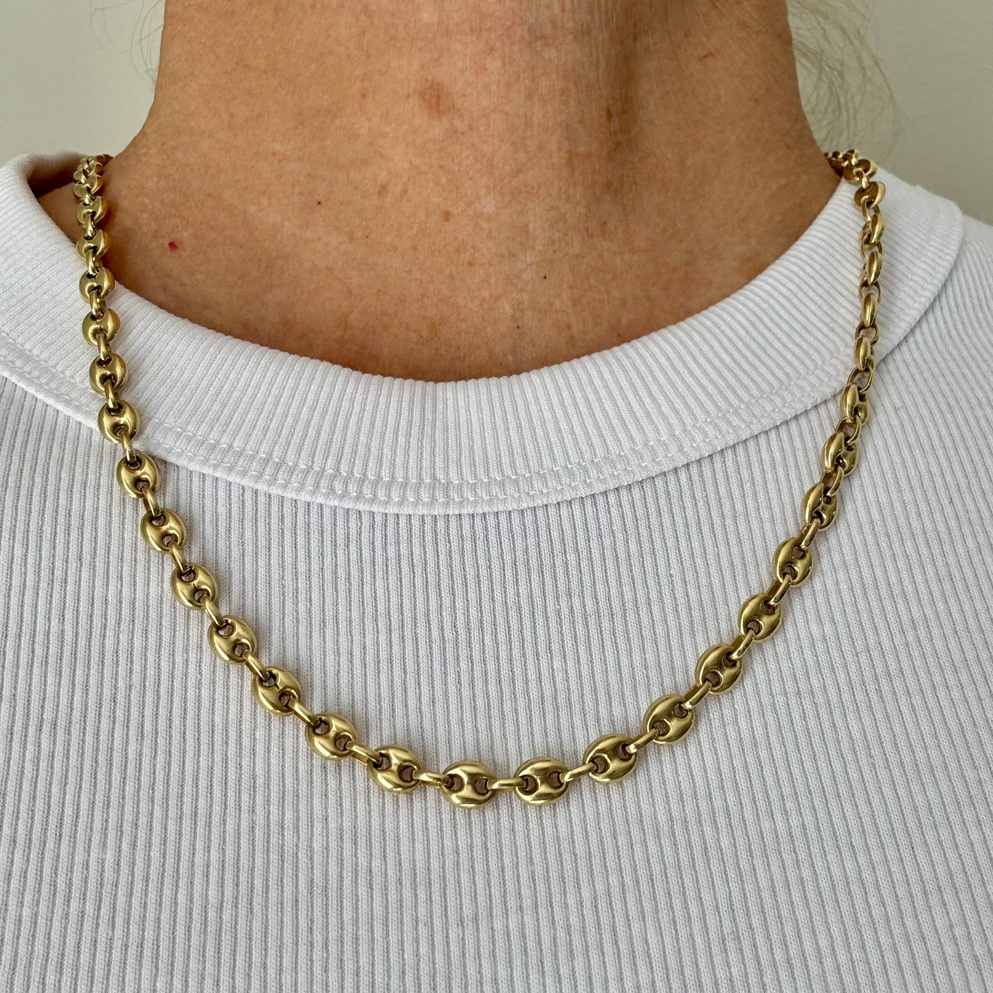 Vintage 14ct semi hollow puffy mariner link chain- RARE