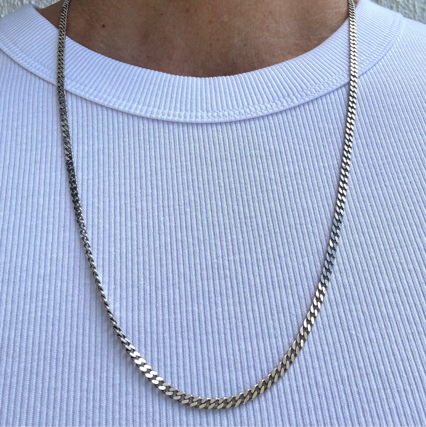 Vintage sterling silver faceted curb necklace