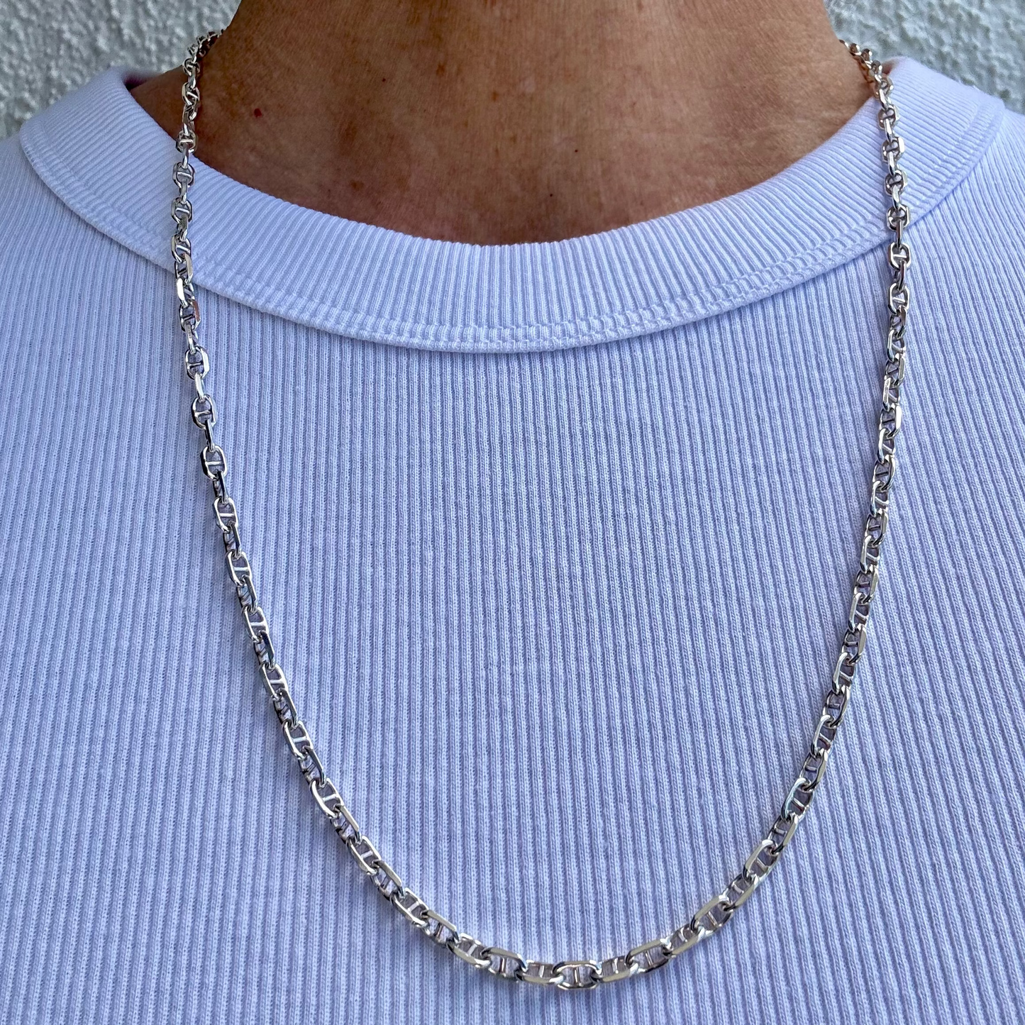 Vintage sterling silver faceted mariner necklace