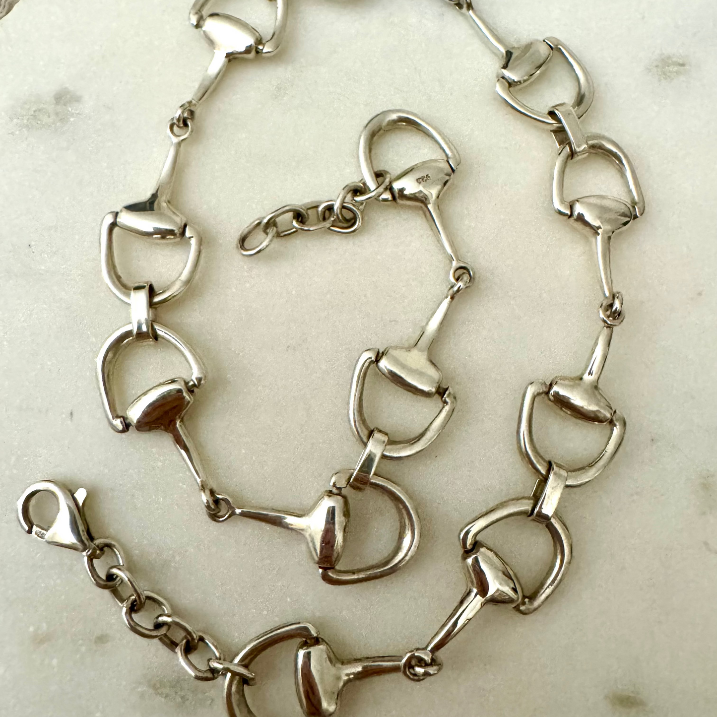 HIGHLY COLLECTABLE - Vintage sterling silver horsebit HEAVY necklace (very Gucci or Hermes)