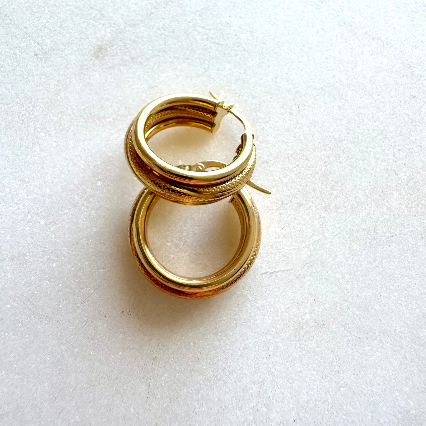 Vintage 9ct gold Italian triple hoops - absolute show stoppers!
