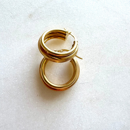 Vintage 9ct gold Italian triple hoops - absolute show stoppers!