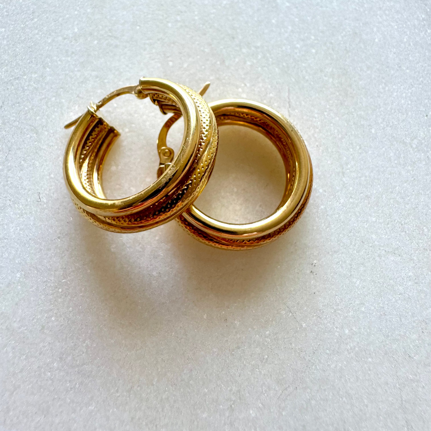 Vintage 9ct gold Italian triple hoops - absolute show stoppers!