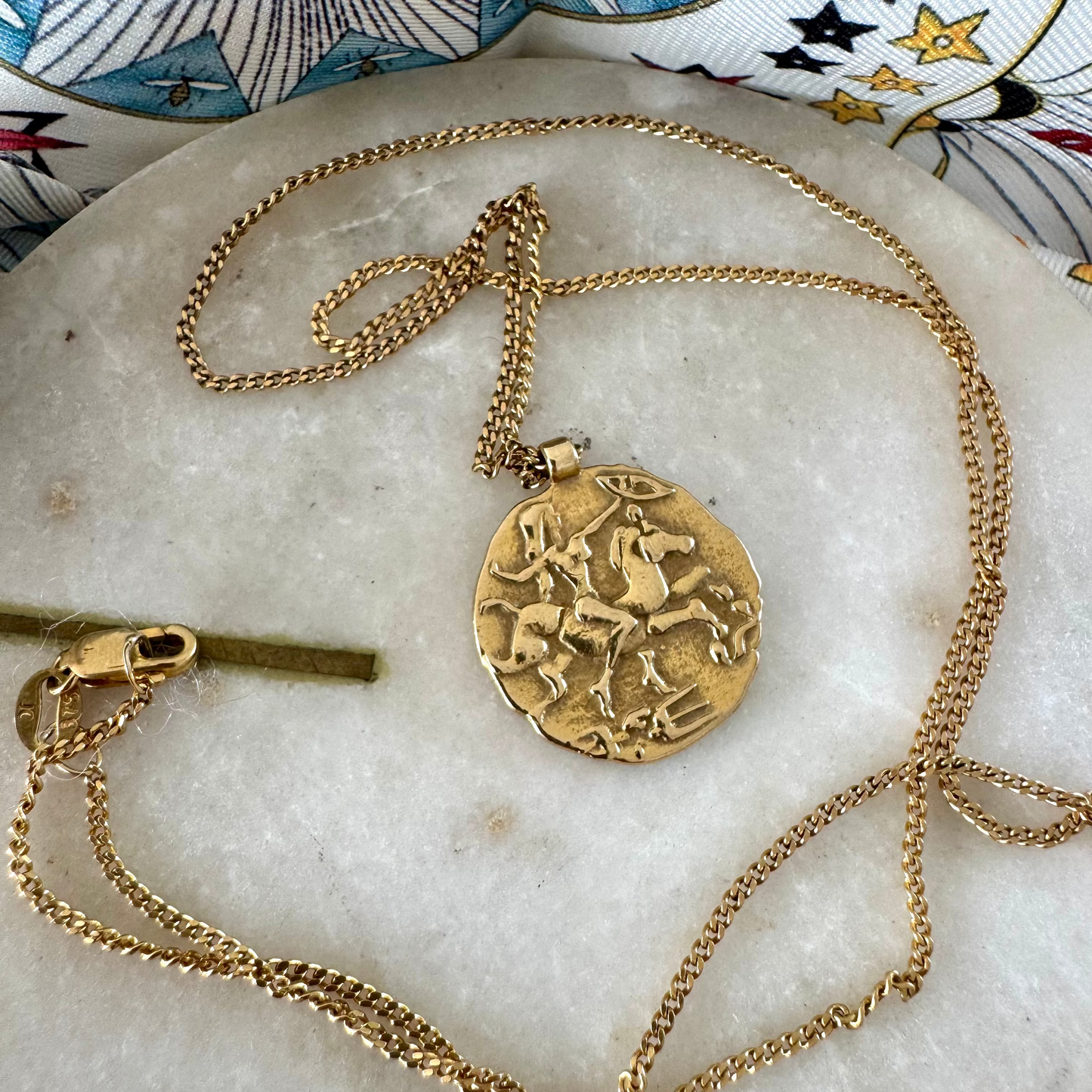 Natasha Schweitzer 9ct gold female warrior coin necklace