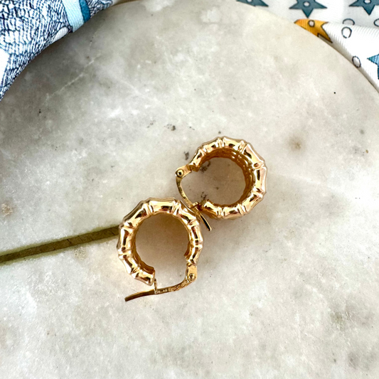 OMG! Vintage 9ct gold TRIPLE bamboo hoop earrings!!