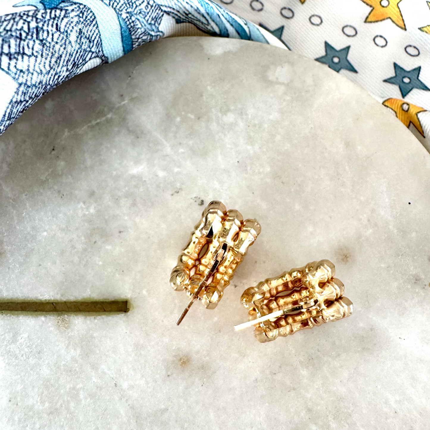OMG! Vintage 9ct gold TRIPLE bamboo hoop earrings!!