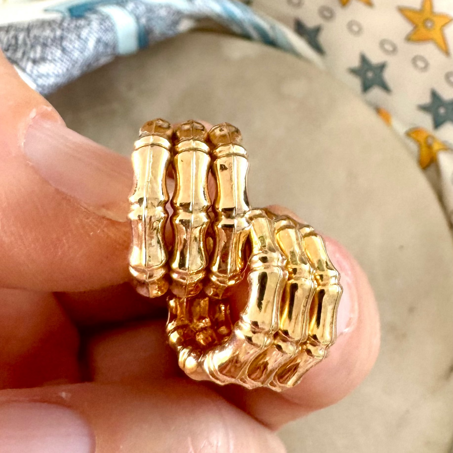 OMG! Vintage 9ct gold TRIPLE bamboo hoop earrings!!