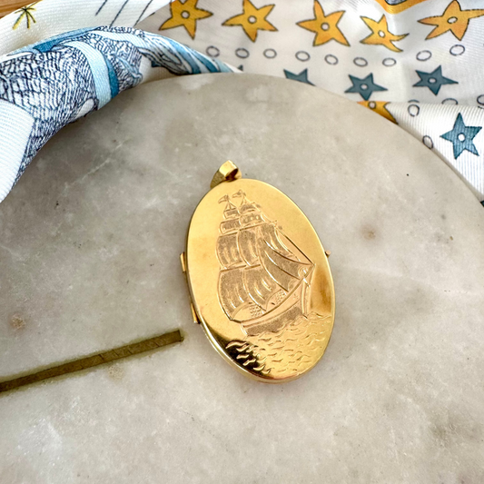 Large UK Vintage 9ct nautical locket - beautiful addition to your neck stack!