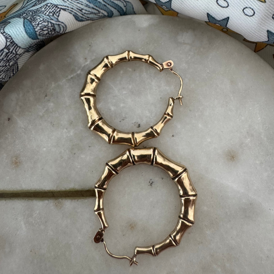Vintage 9ct gold bamboo hoops!