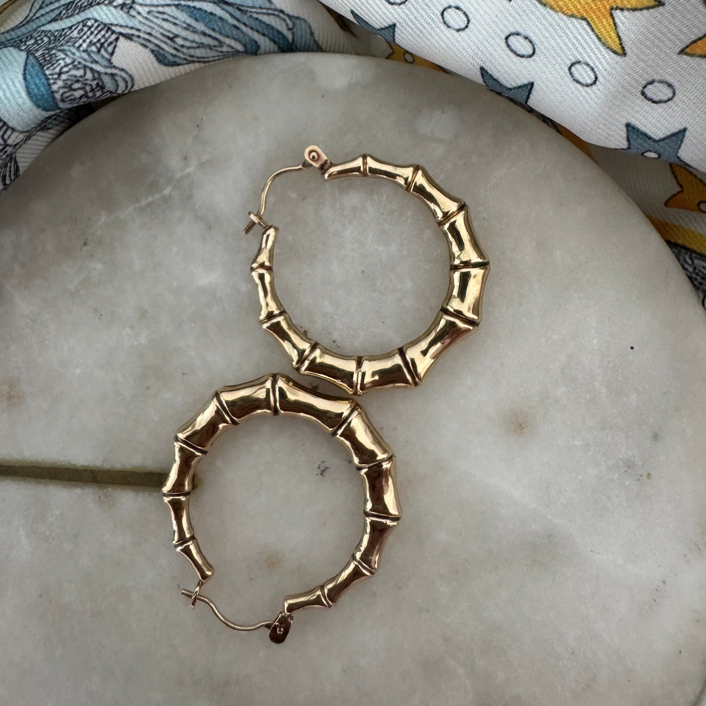 Vintage 9ct gold bamboo hoops!