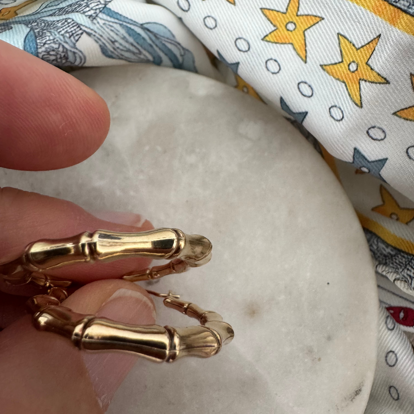 Vintage 9ct gold bamboo hoops!