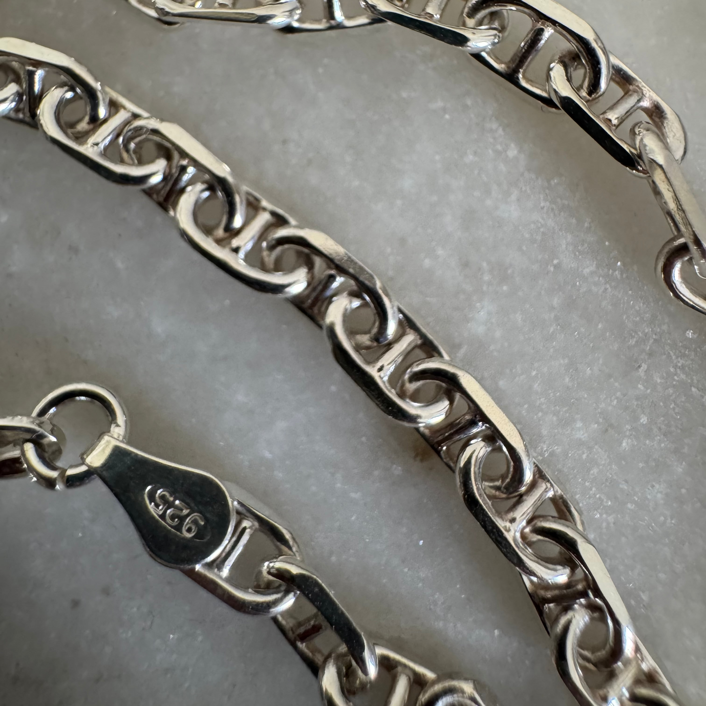 Vintage sterling silver faceted mariner necklace