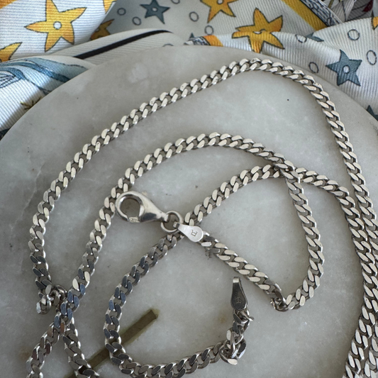 Vintage sterling silver faceted curb necklace