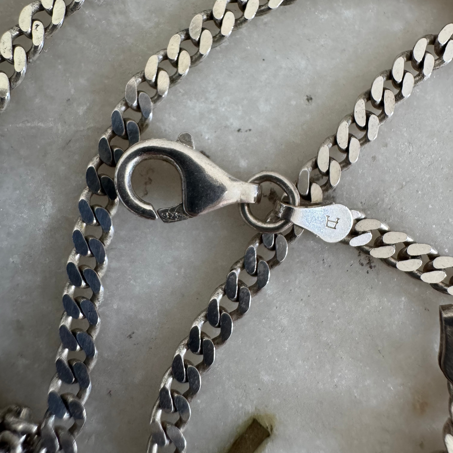 Vintage sterling silver faceted curb necklace