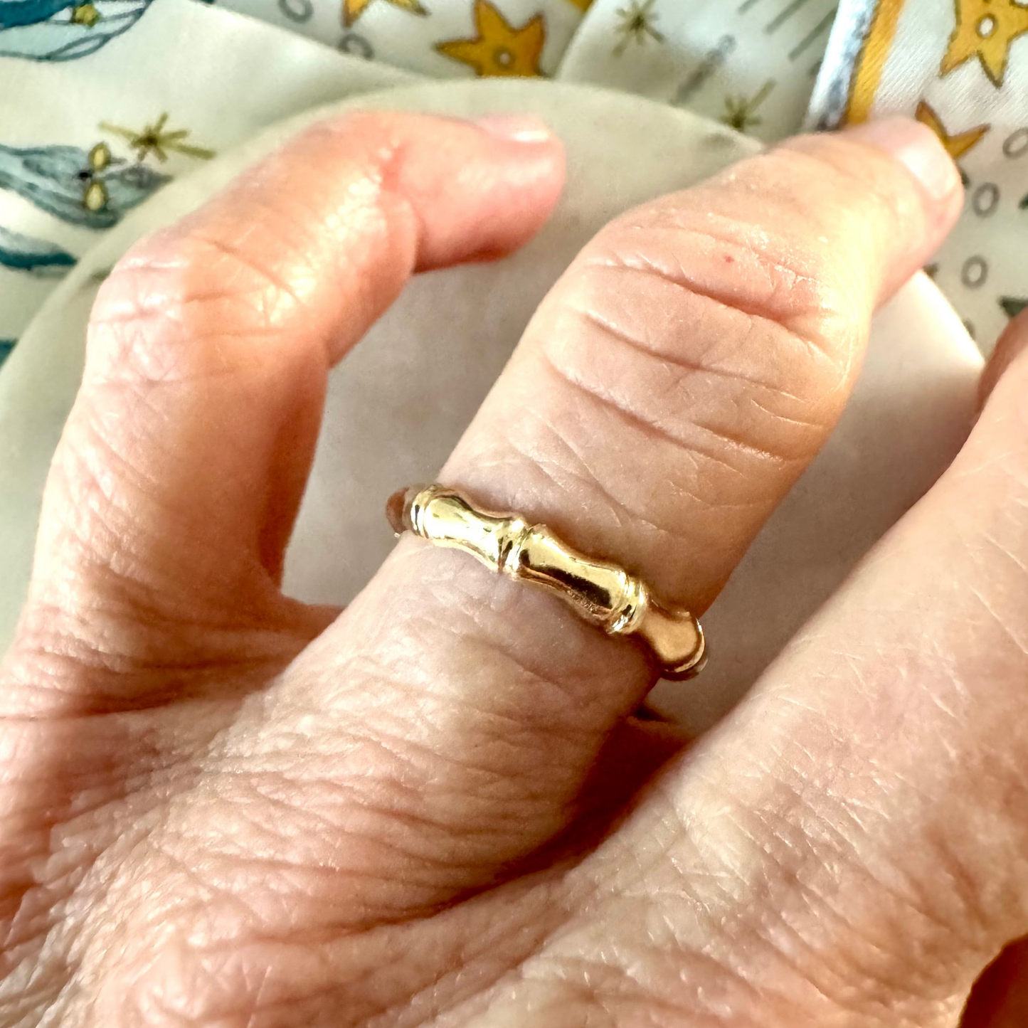 Vintage yellow gold bamboo ring