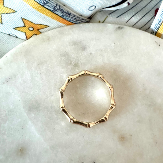 Vintage gold bamboo pinky ring