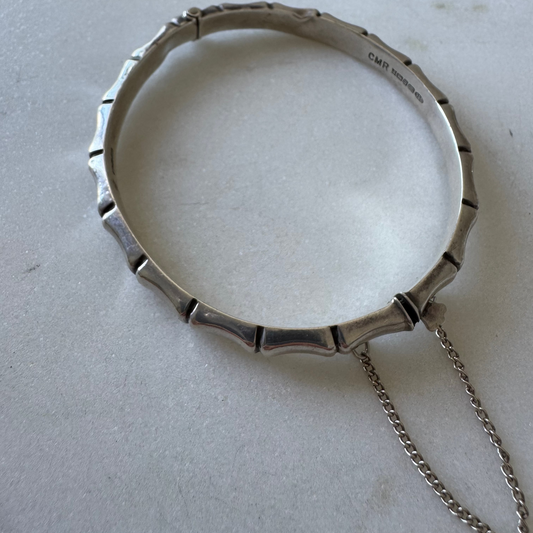 Vintage 1996 sterling silver bamboo style hinged bangle