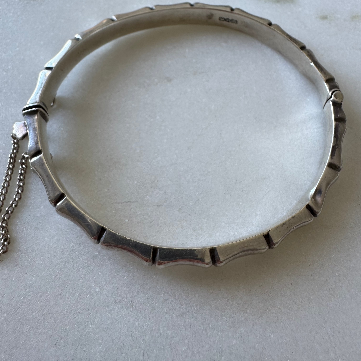 Vintage 1996 sterling silver bamboo style hinged bangle