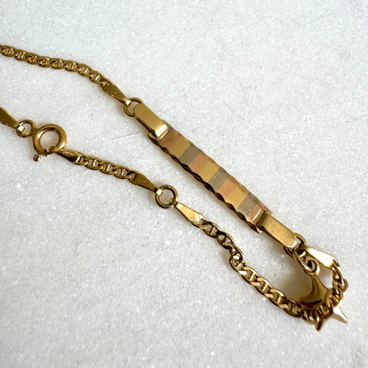 Vintage 18ct gold baby puffy star name plate bracelet!