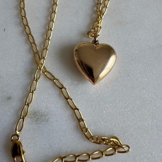 Vintage 9ct Unoaerre Italian large puffy heart pendant