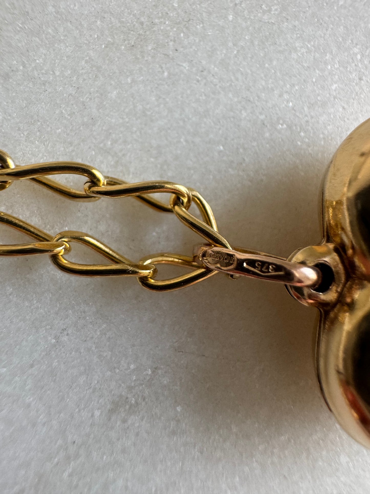 Vintage 9ct Unoaerre Italian large puffy heart pendant