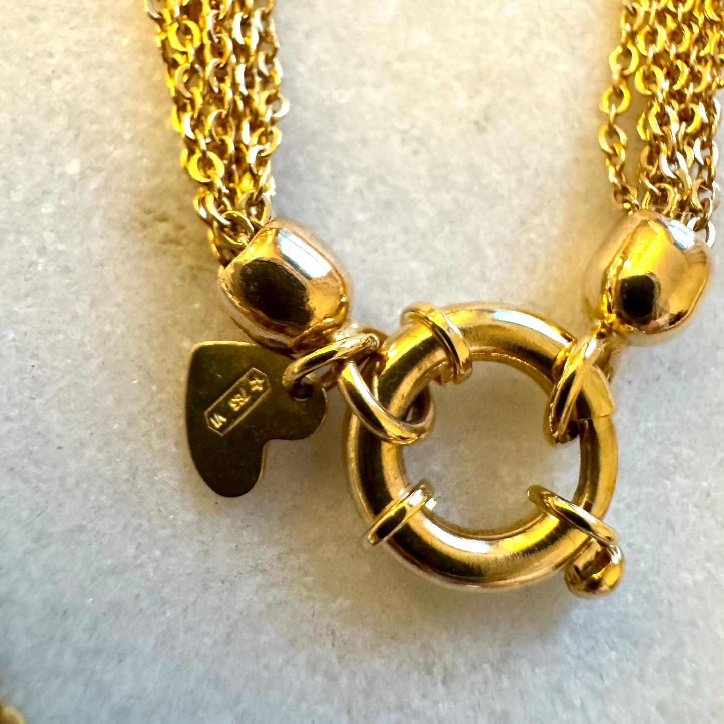 Vintage 9ct Italian multi strand puffy heart necklace - like liquid silk!