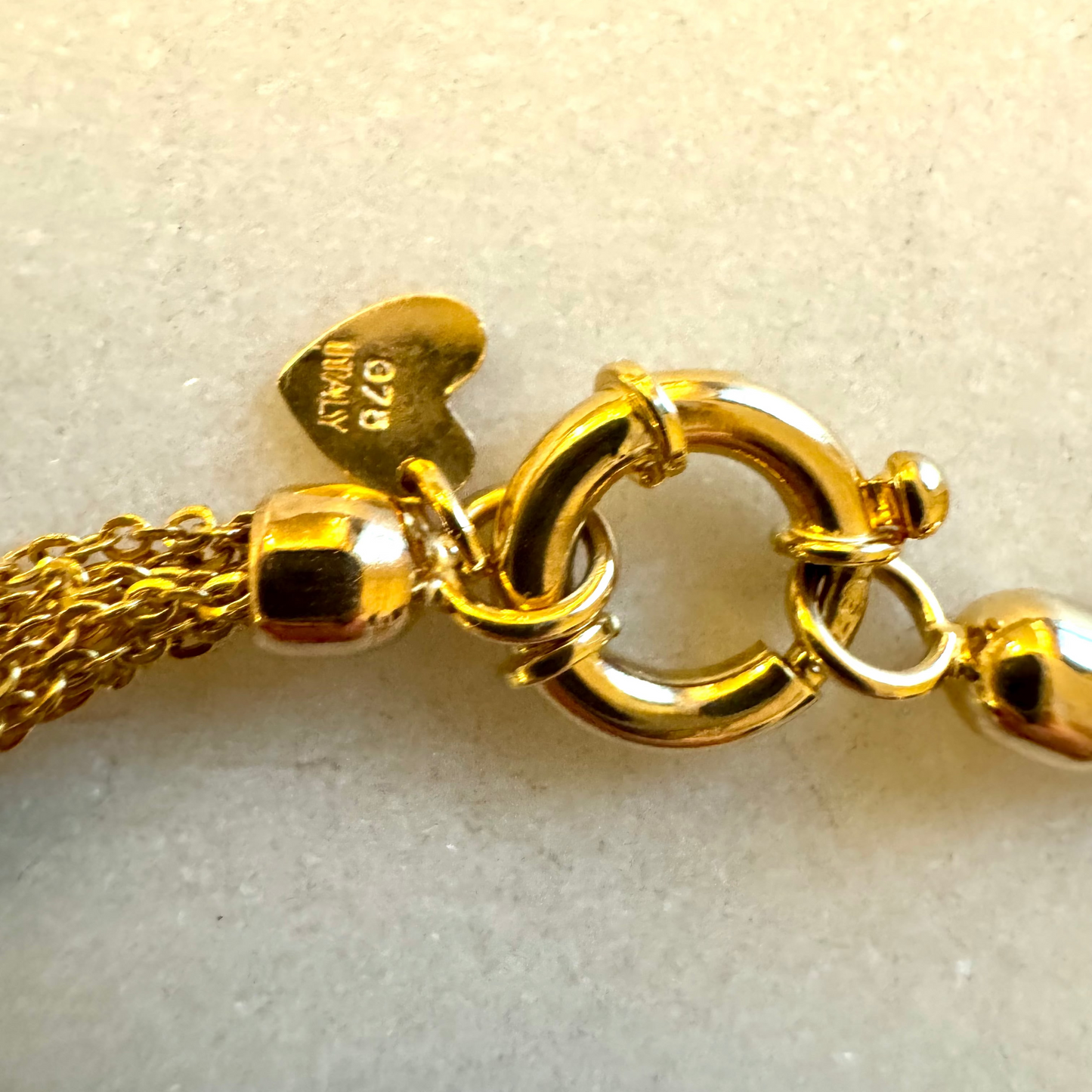 Vintage 9ct Italian multi strand puffy heart necklace - like liquid silk!