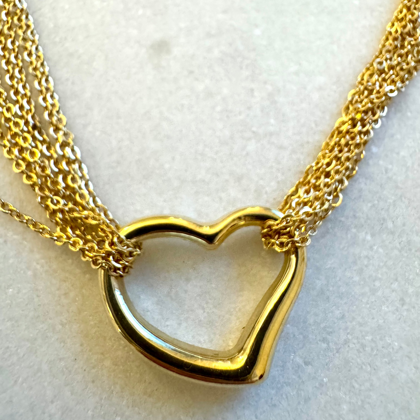 Vintage 9ct Italian multi strand puffy heart necklace - like liquid silk!