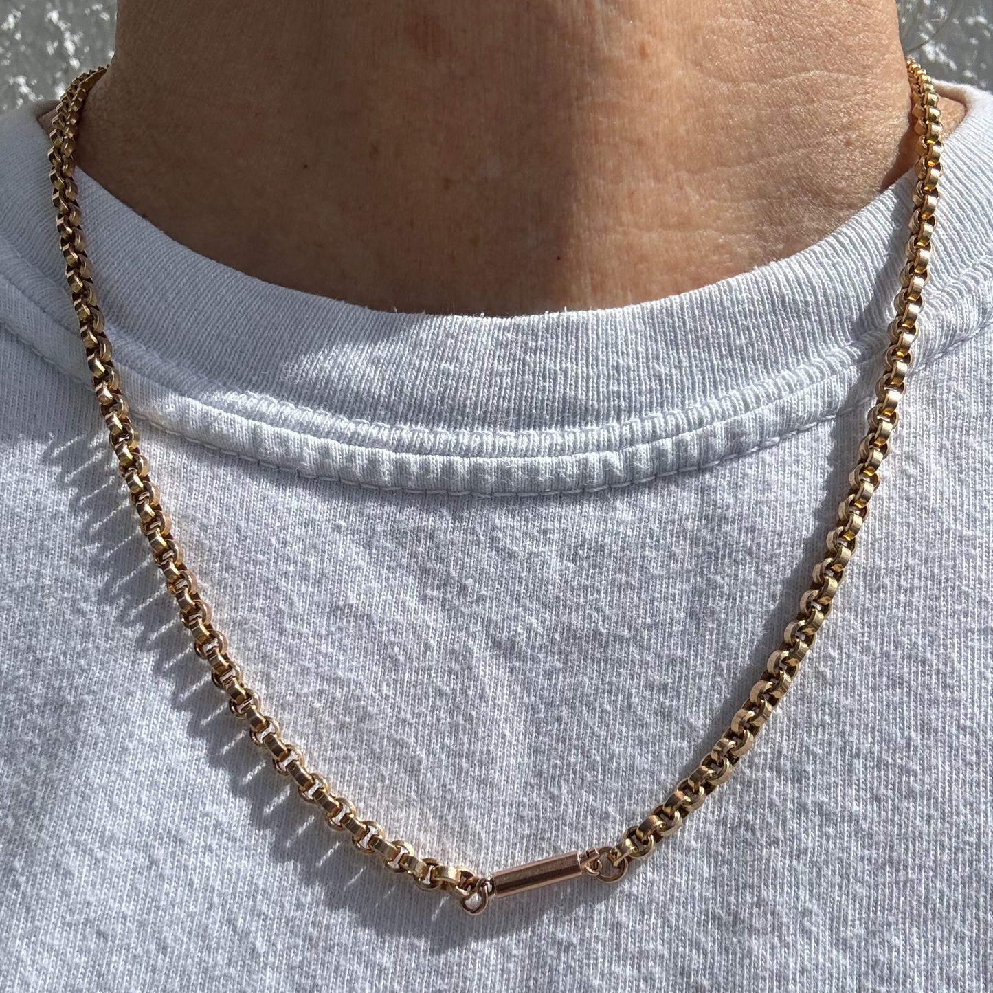 INCREDIBLE! Antique 9ct gold chunky cable barrel clasp necklace