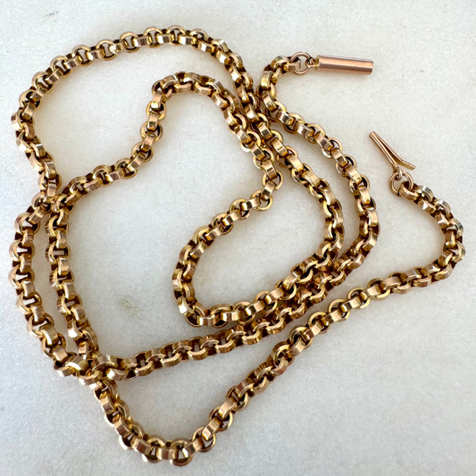 INCREDIBLE! Antique 9ct gold chunky cable barrel clasp necklace