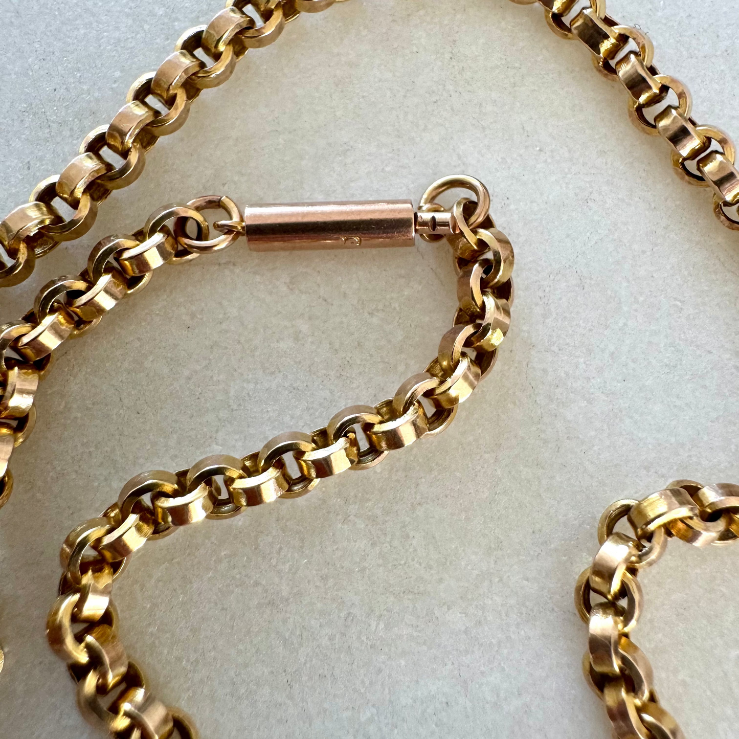 INCREDIBLE! Antique 9ct gold chunky cable barrel clasp necklace