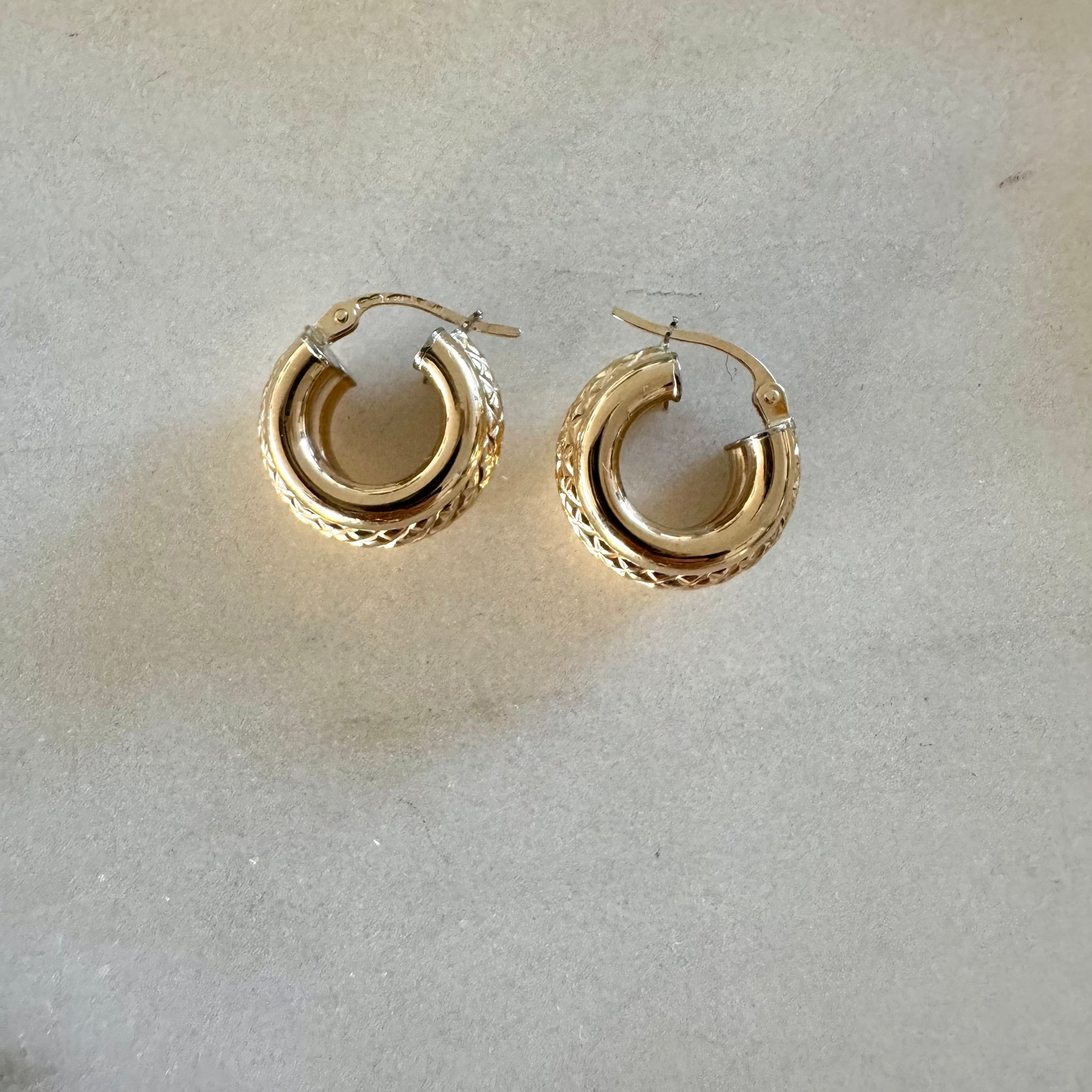 Vintage Italian Unoaerre triple SMALL (but thick) hoops.
