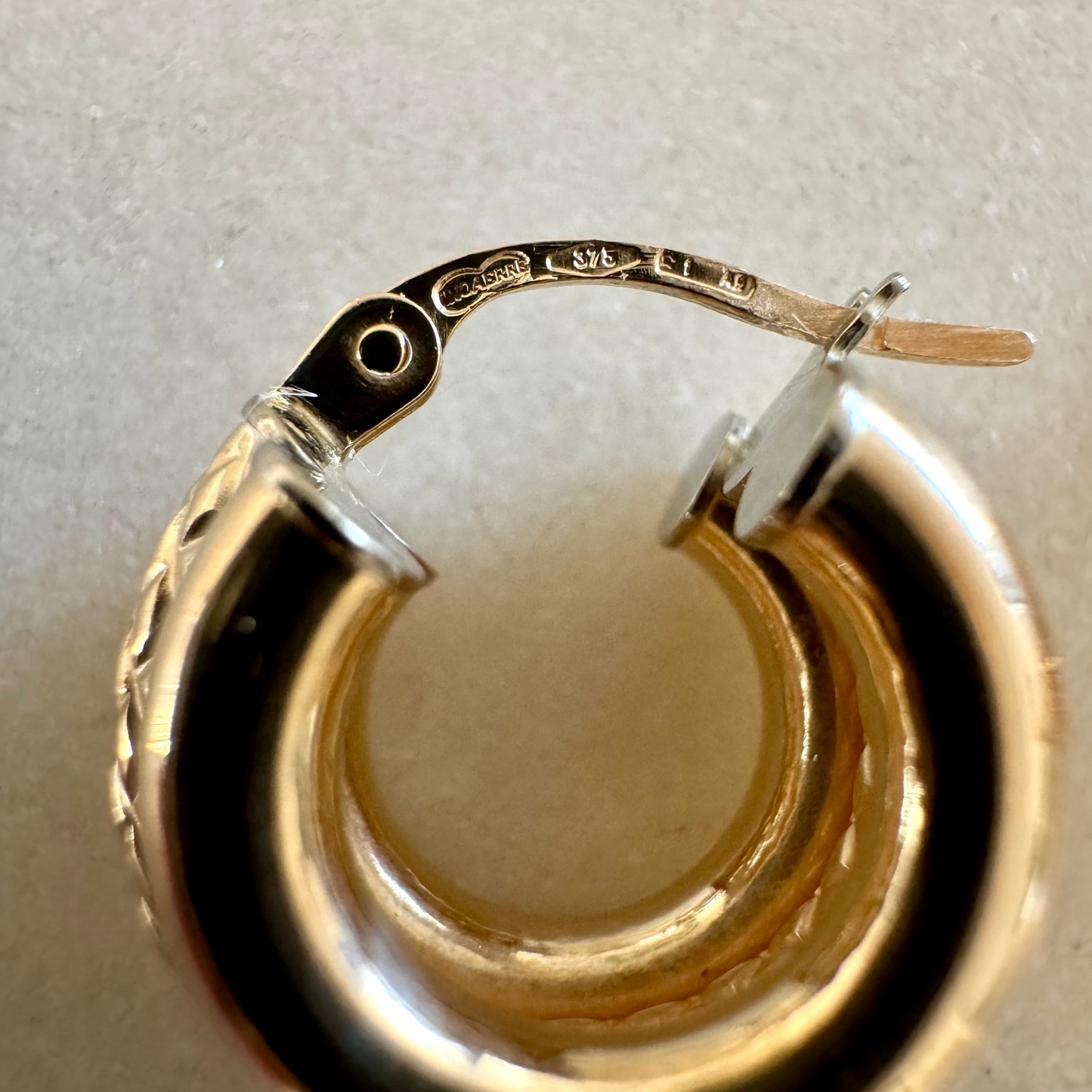 Vintage Italian Unoaerre triple SMALL (but thick) hoops.