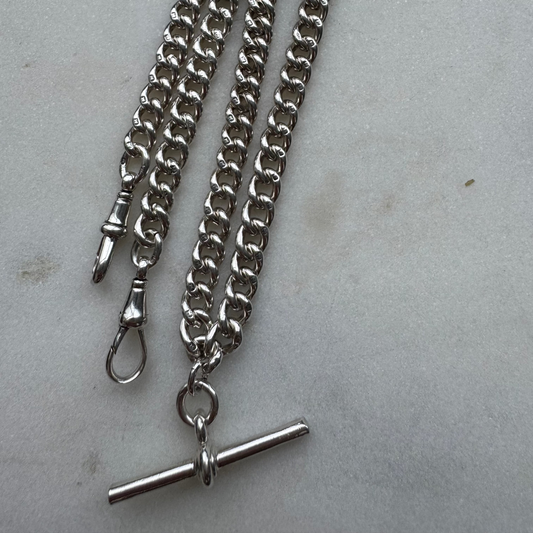 Antique sterling silver fully stamped fob chain - early 1900s!