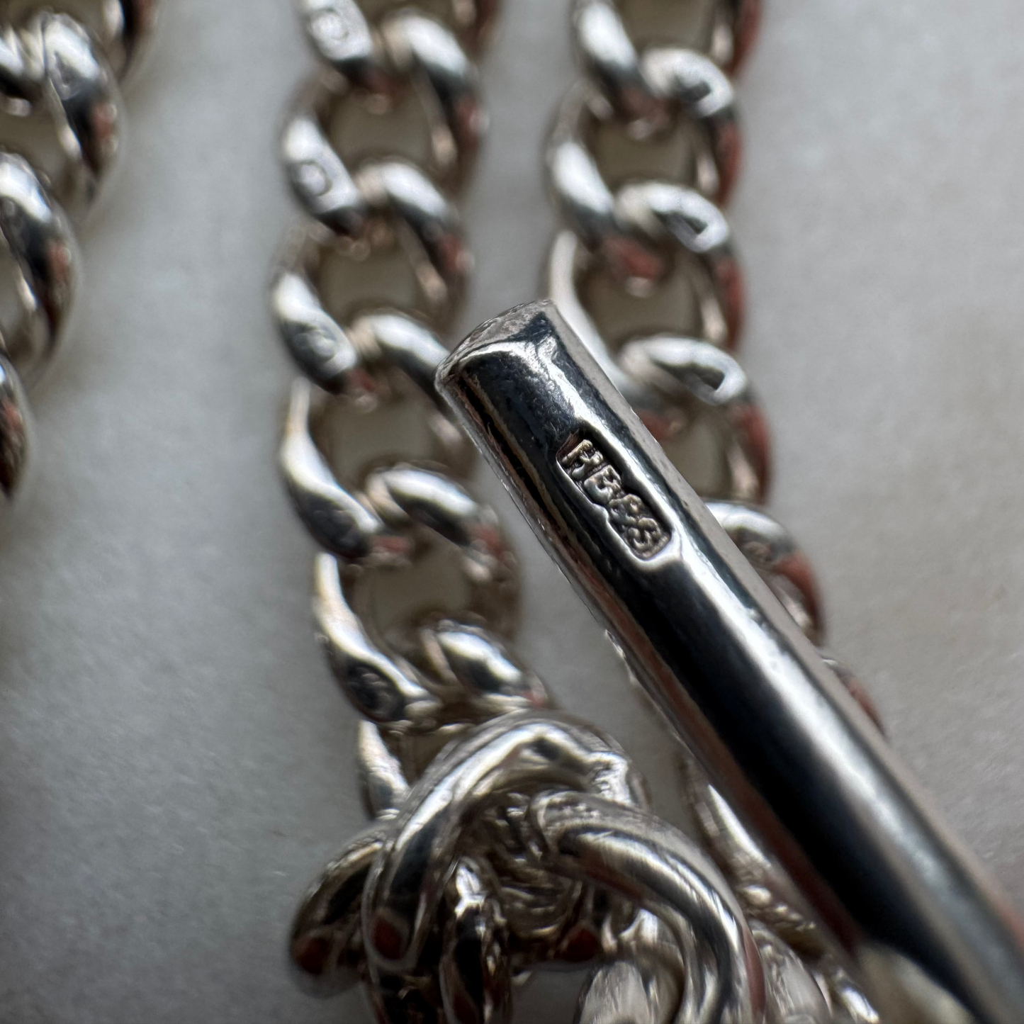 Antique sterling silver fully stamped fob chain - early 1900s!