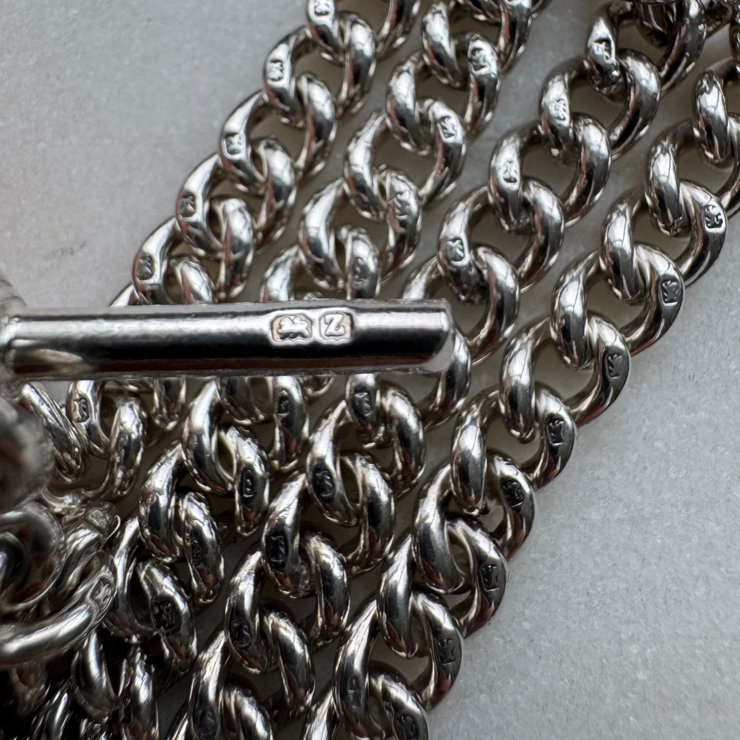 Antique sterling silver fully stamped fob chain - early 1900s!