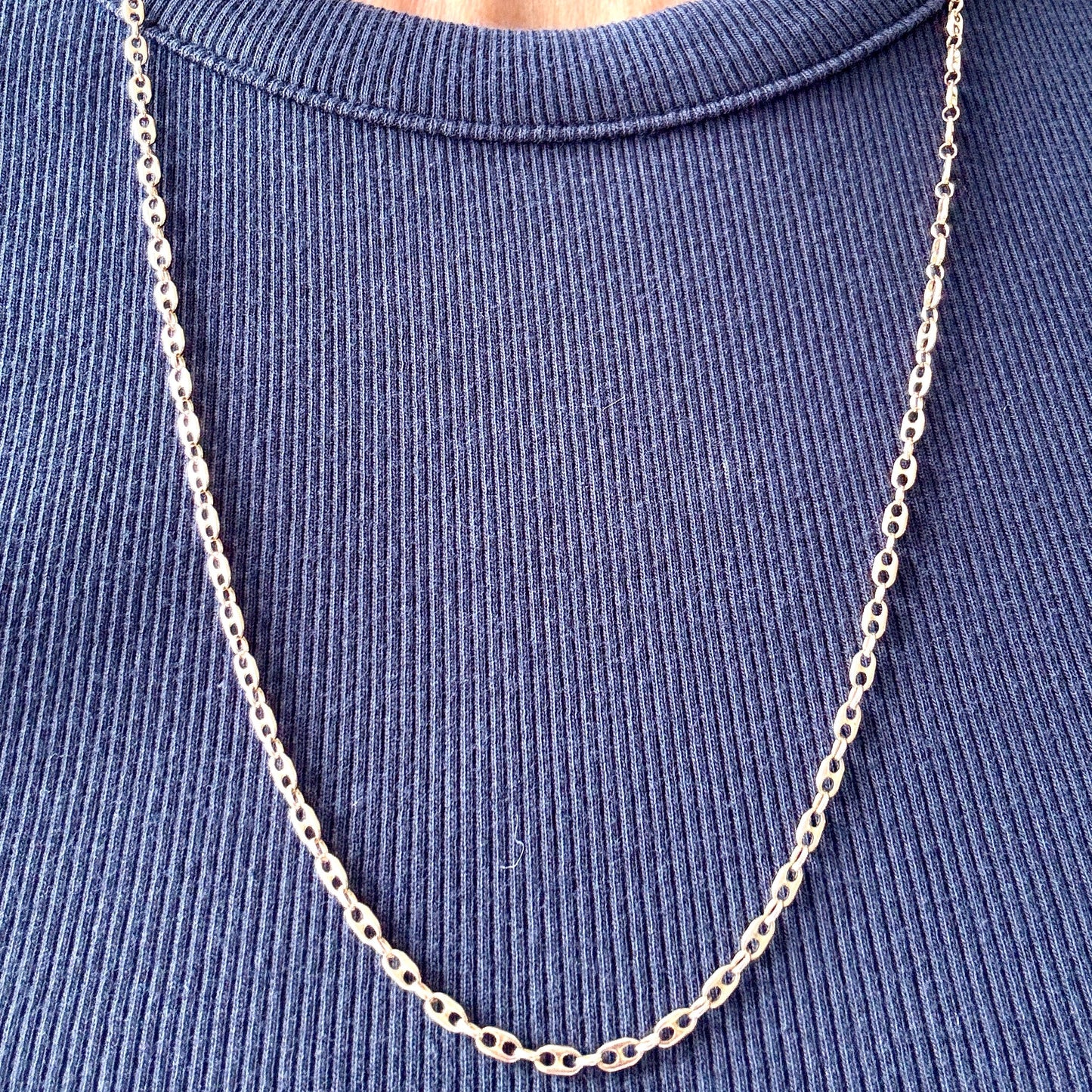 Vintage mini puffy link 'old gold' colour Unoaerre necklace