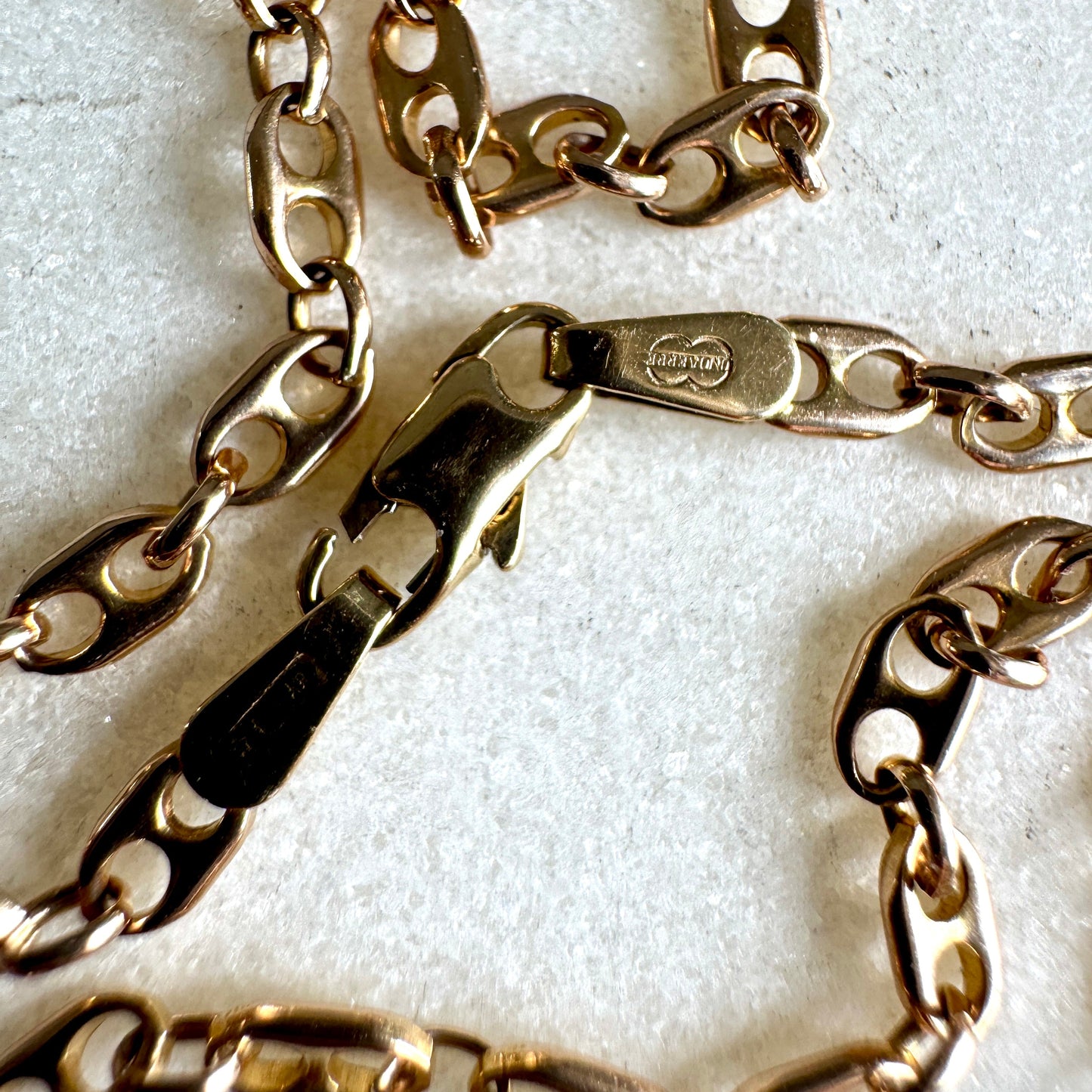 Vintage mini puffy link 'old gold' colour Unoaerre necklace