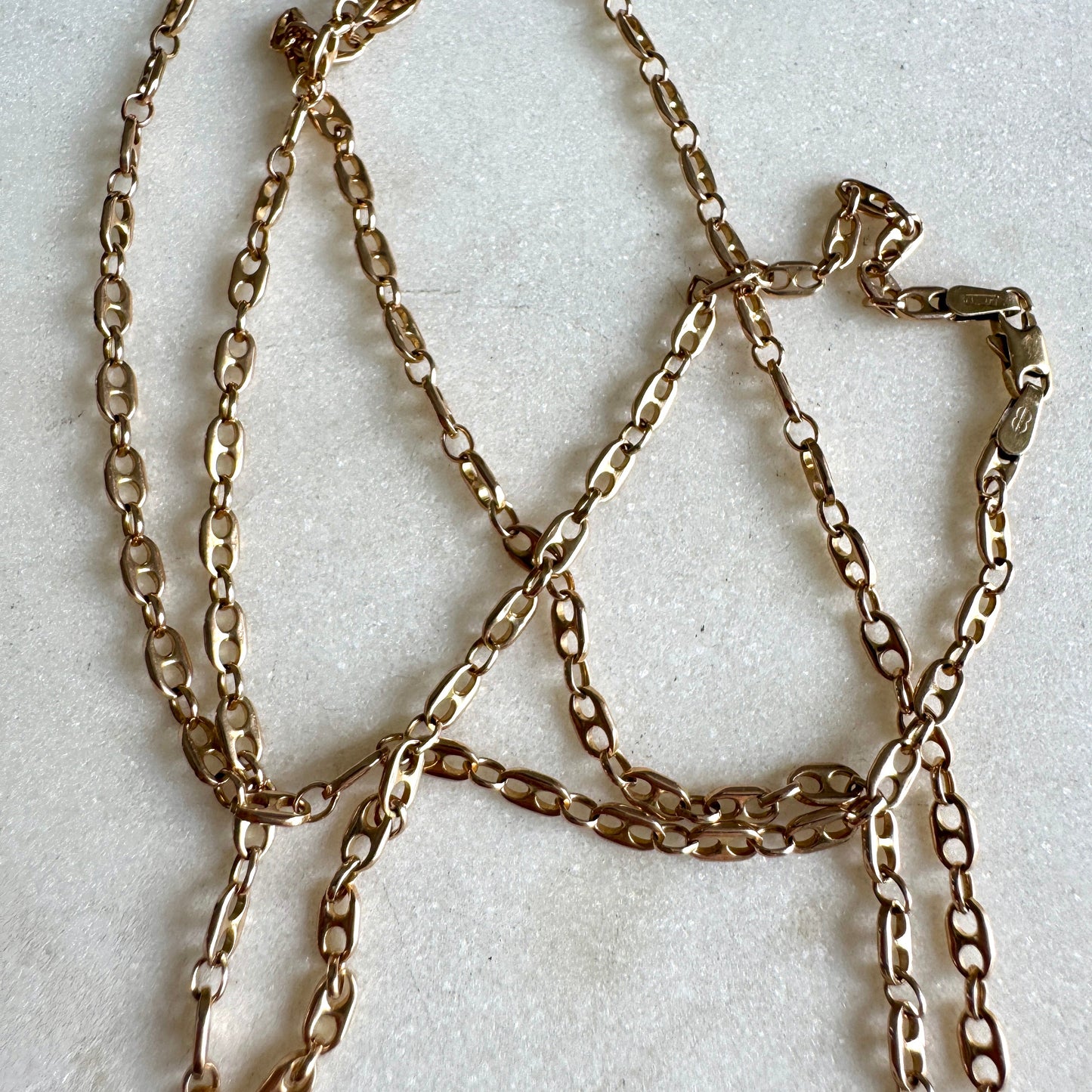 Vintage mini puffy link 'old gold' colour Unoaerre necklace