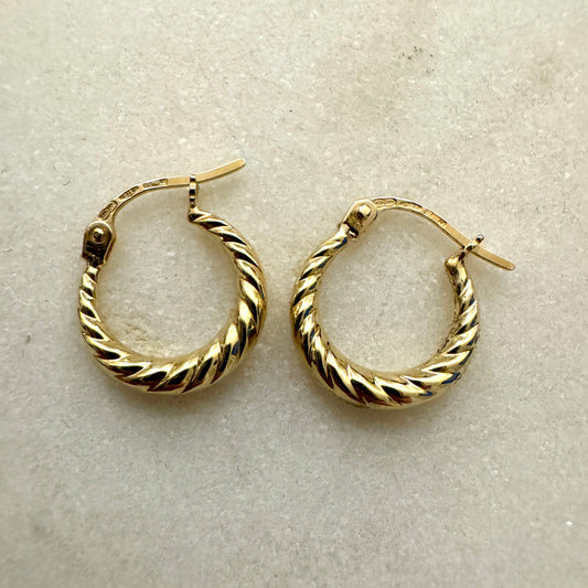 9ct Vintage MINI Unoaerre twist BABY croissant hoops