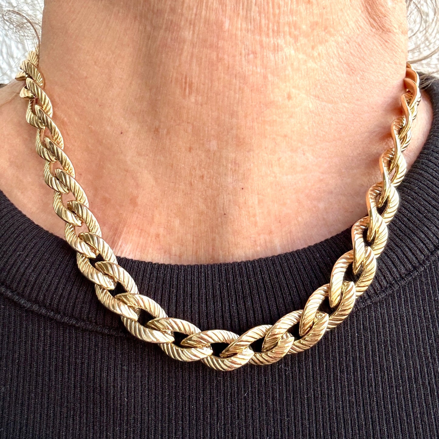Vintage Italian 9ct double sided STATEMENT chain (4 different personalities!)