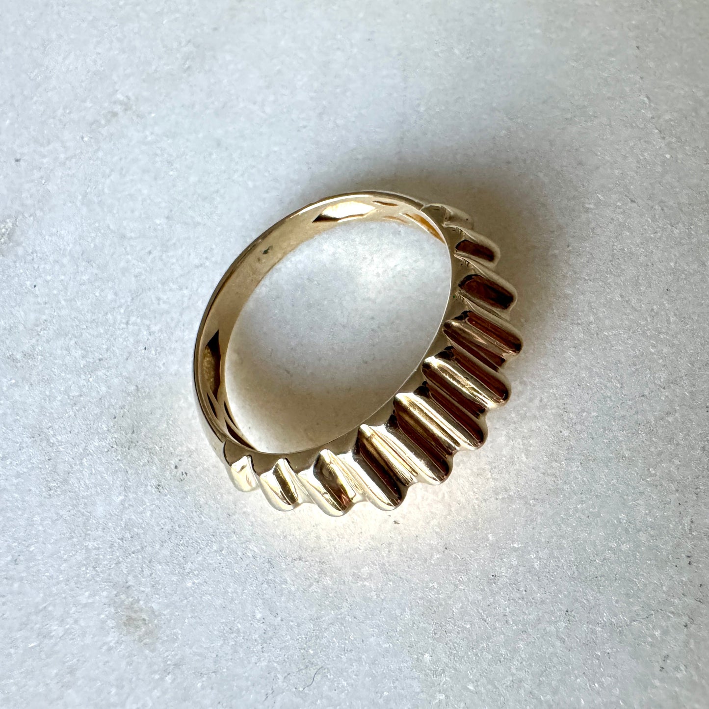 10ct high profile ribbed dome statement ring  - Size S
