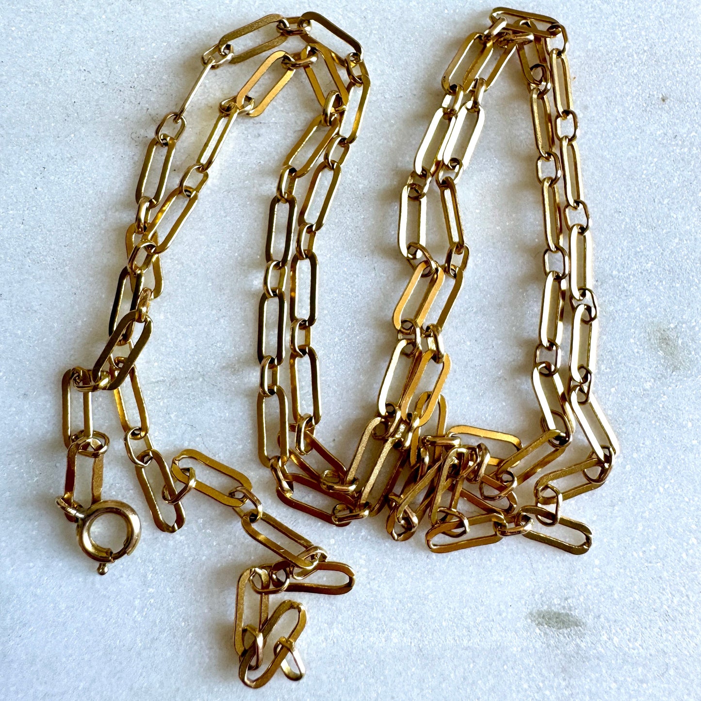 Vintage 9ct German made LONG paperclip necklace