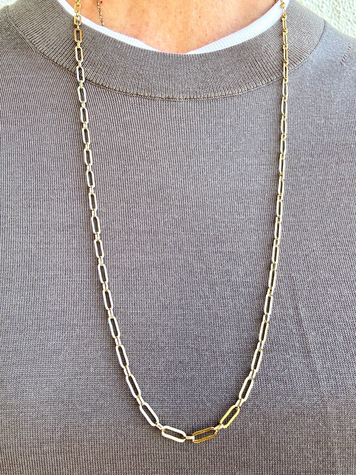Vintage 9ct German made LONG paperclip necklace
