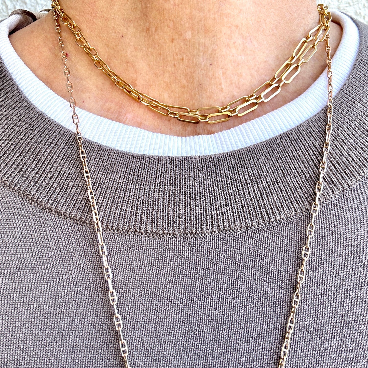 Vintage 9ct German made LONG paperclip necklace